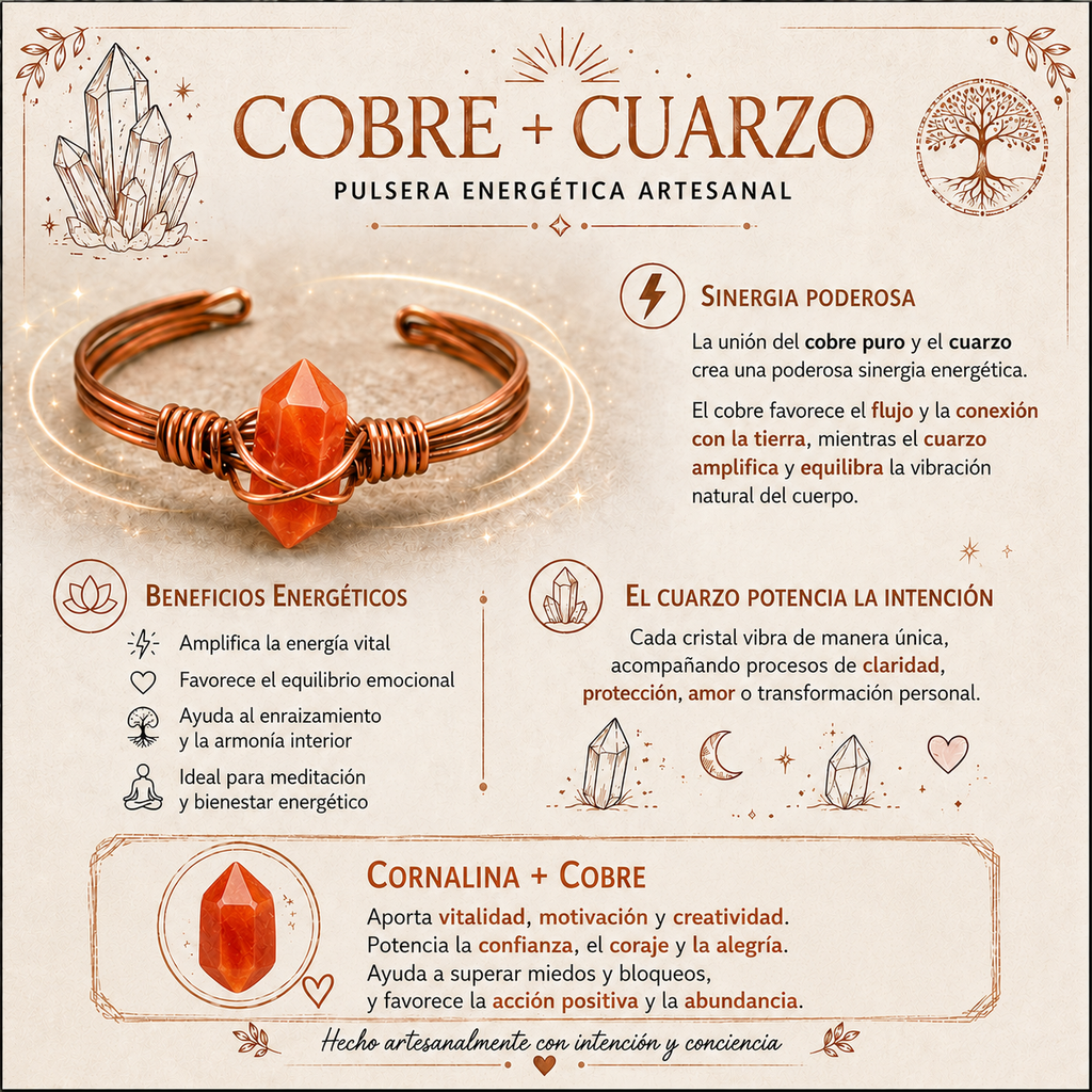 Pulsera Cobre + Cornalina