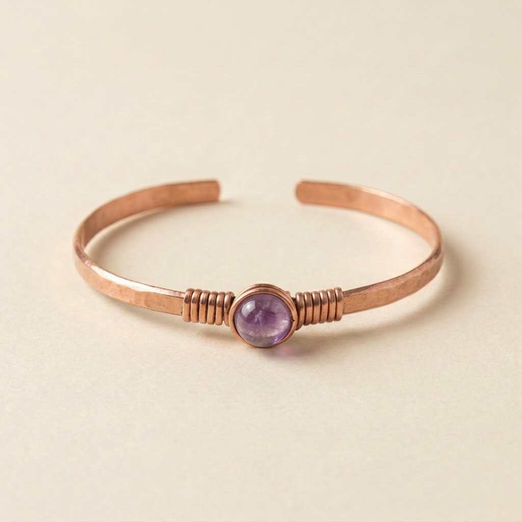 Pulsera de cobre con amatista