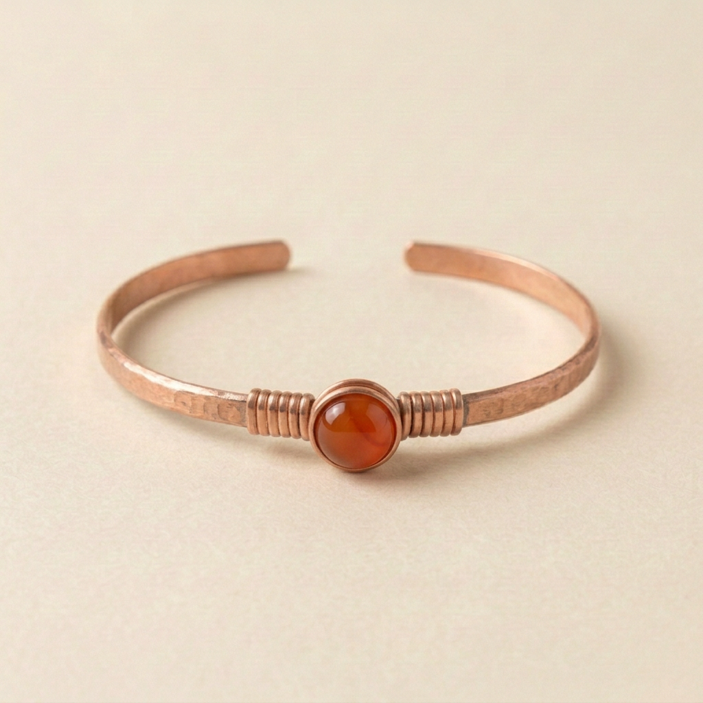 Pulsera de cobre con cornalina