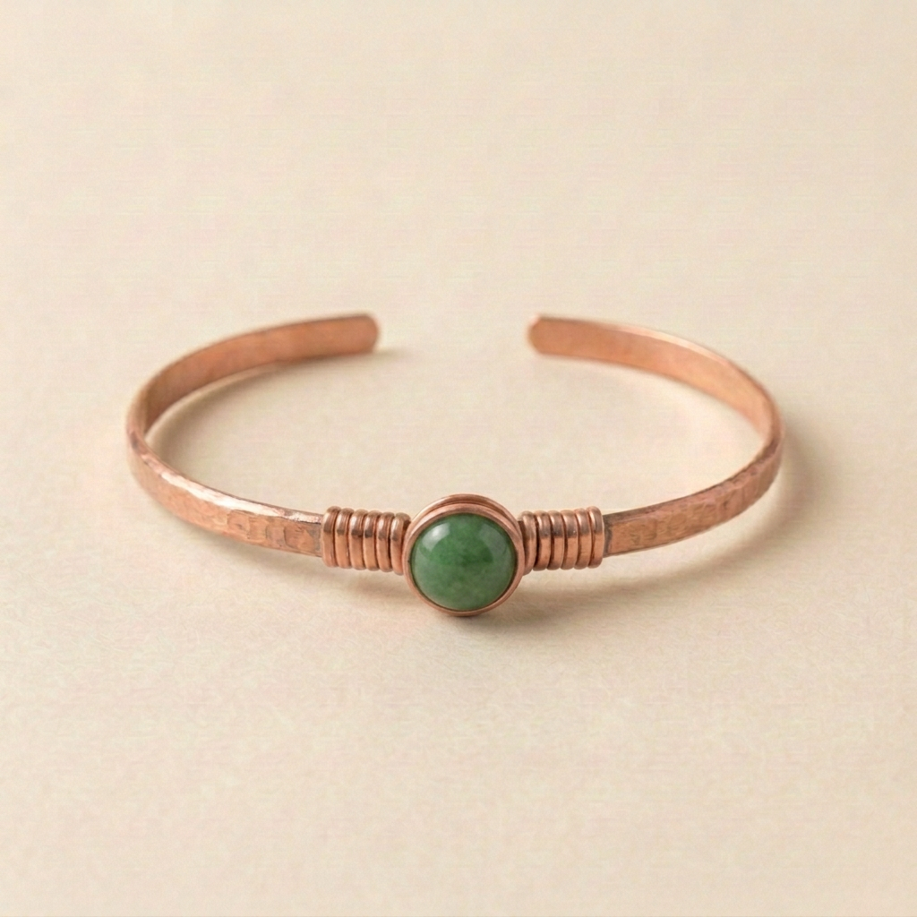 Pulsera de cobre con jade verde