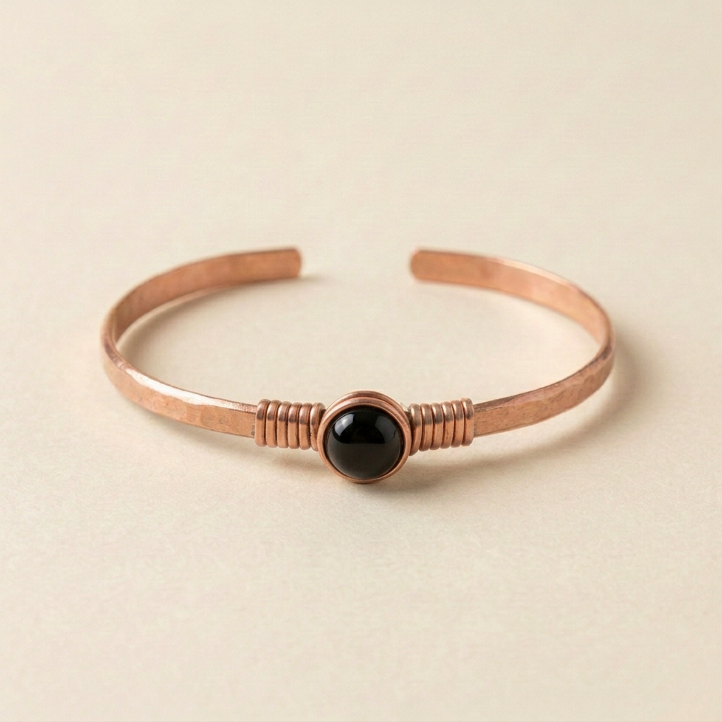 Pulsera de cobre con ónix negro