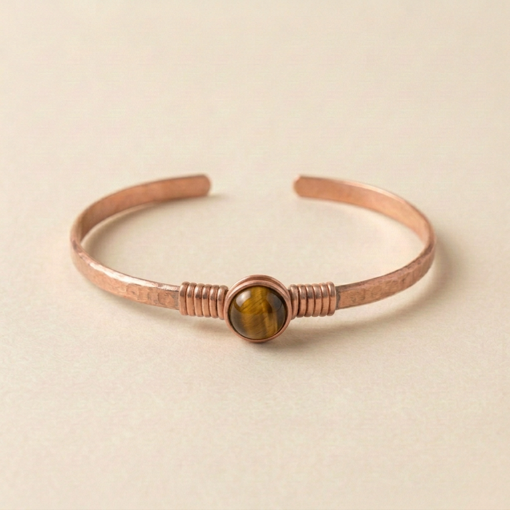 Pulsera de cobre con ojo de tigre